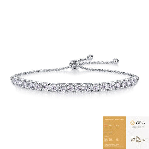 Adjustable Moissanite Tennis Bracelet | S925 Sterling Silver- Bracelet | Prism Drip Jewelry