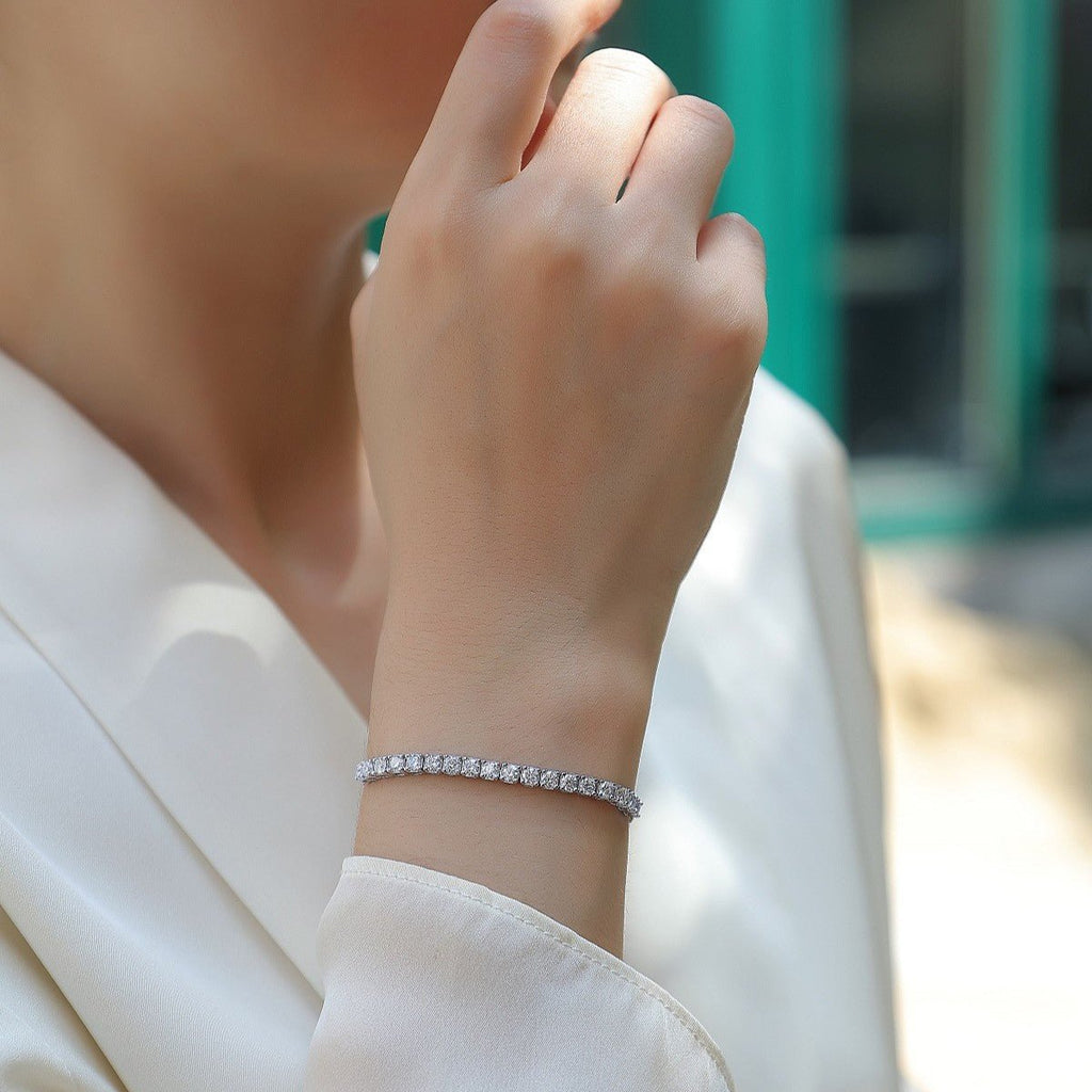 Adjustable Moissanite Tennis Bracelet | S925 Sterling Silver- Bracelet | Prism Drip Jewelry