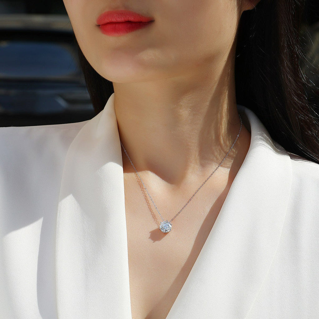 Afternoon Rose Moissanite Pendant Necklace- Stone-Set Necklace | Prism Drip Jewelry