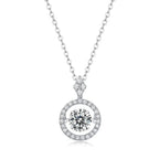 Dancing Moissanite Halo Pendant Necklace- Stone-Set Necklace | Prism Drip Jewelry