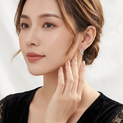 DNA Helix Moissanite Earrings | S925 Sterling Silver- Earrings | Prism Drip Jewelry