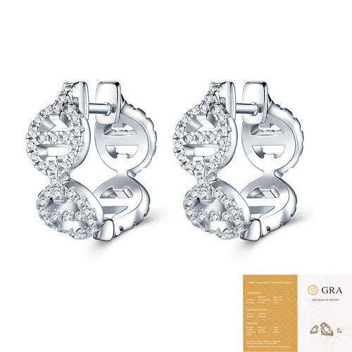 DNA Helix Moissanite Earrings | S925 Sterling Silver- Earrings | Prism Drip Jewelry