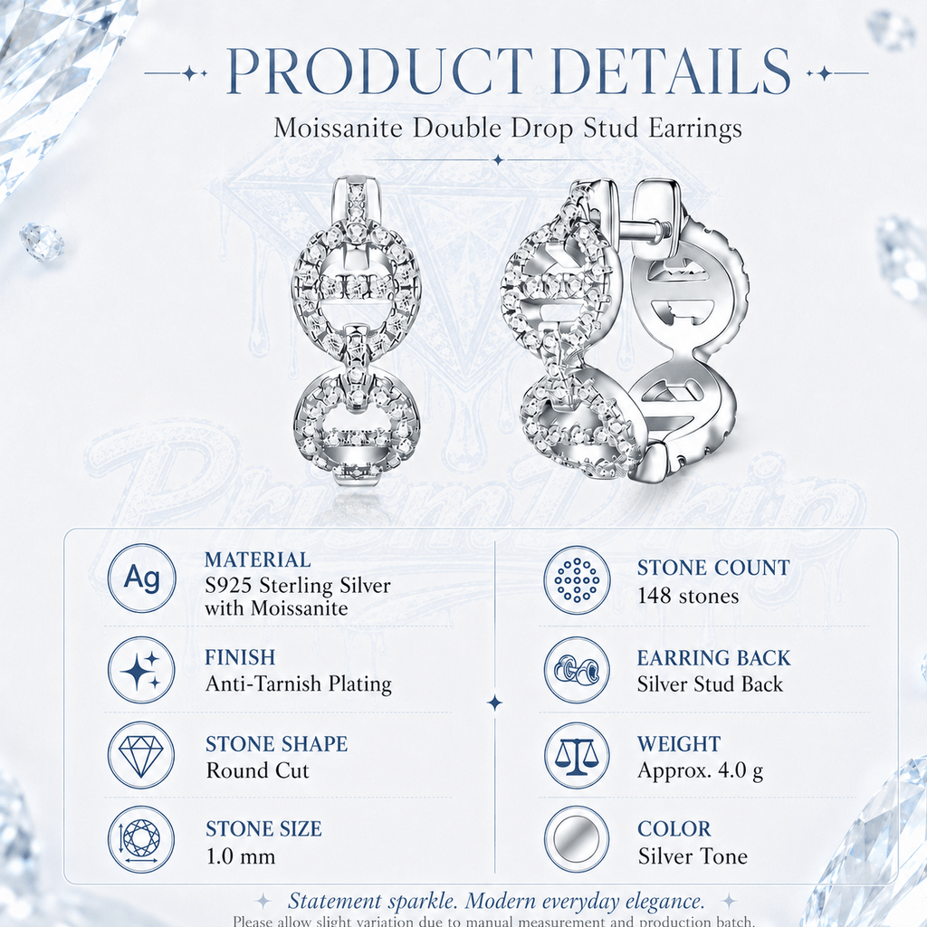 DNA Helix Moissanite Earrings | S925 Sterling Silver- Earrings | Prism Drip Jewelry