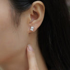 Emerald Cut Moissanite Stud Earrings | S925 Sterling Silver- Earrings | Prism Drip Jewelry