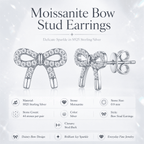 Moissanite Bow Stud Earrings in S925 Sterling Silver- Earrings | Prism Drip Jewelry