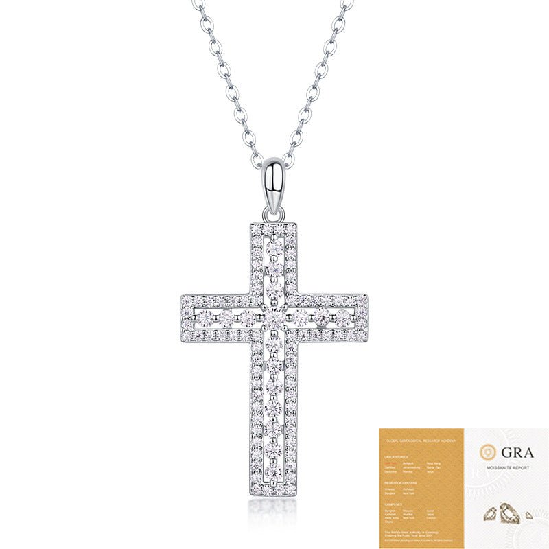 Moissanite Cross Pendant Necklace- Stone-Set Necklace | Prism Drip Jewelry