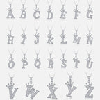 Moissanite Crown Initial Letter Necklace- Stone-Set Necklace | Prism Drip Jewelry