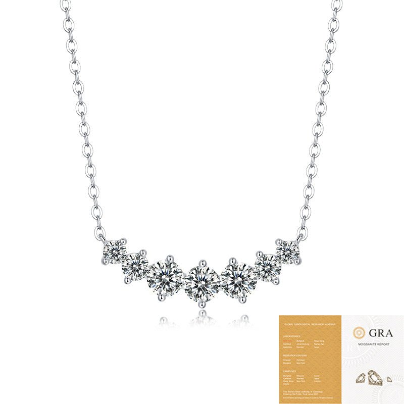 Moissanite Curved Smile Necklace- Stone-Set Necklace | Prism Drip Jewelry