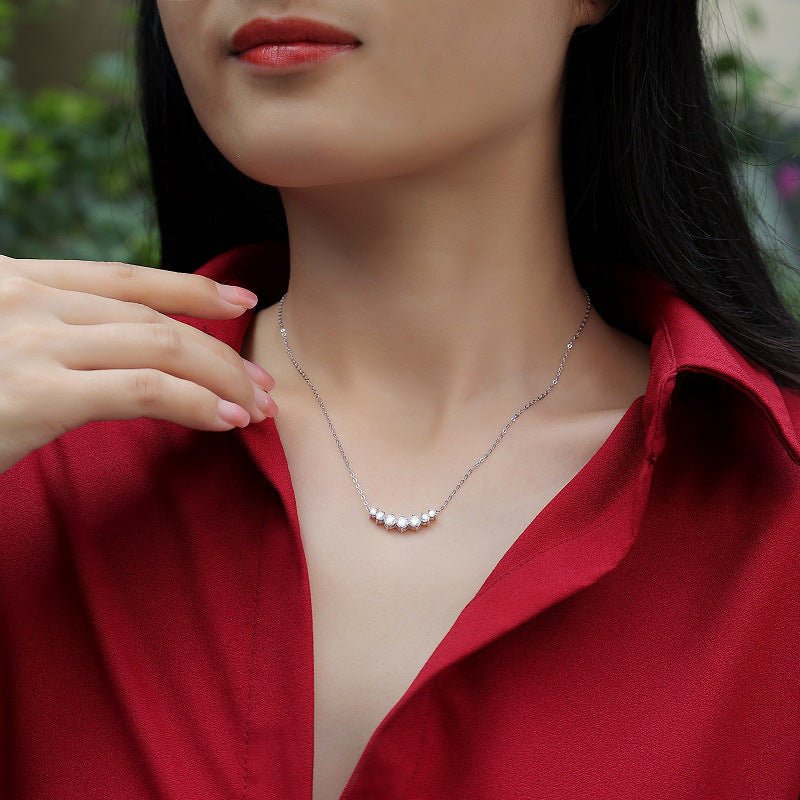 Moissanite Curved Smile Necklace- Stone-Set Necklace | Prism Drip Jewelry