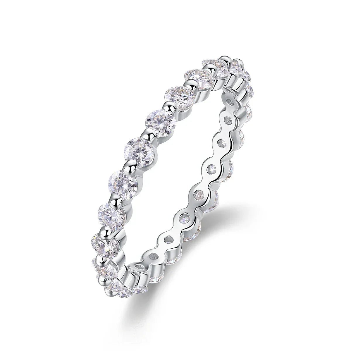 Moissanite Eternity Band Ring | S925 Sterling Silver- Stone-Set Ring | Prism Drip Jewelry