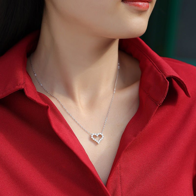 Moissanite Heart Pendant Necklace- Stone-Set Necklace | Prism Drip Jewelry