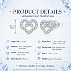 Moissanite Heart Stud Earrings | S925 Sterling Silver- Earrings | Prism Drip Jewelry