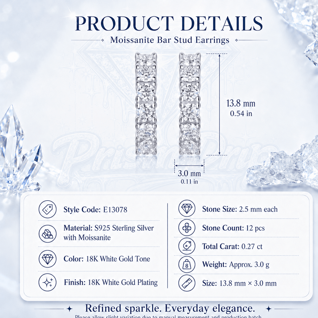 Moissanite Vertical Hoop Earrings | S925 Sterling Silver- Earrings | Prism Drip Jewelry