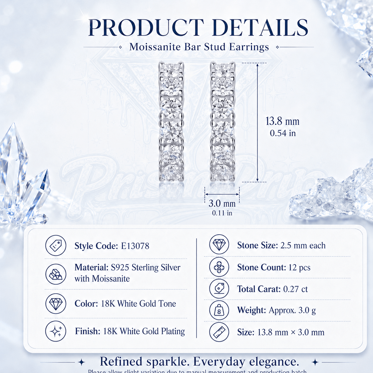 Moissanite Vertical Hoop Earrings | S925 Sterling Silver- Earrings | Prism Drip Jewelry