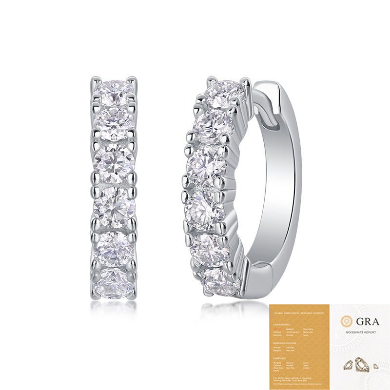 Moissanite Vertical Hoop Earrings | S925 Sterling Silver- Earrings | Prism Drip Jewelry