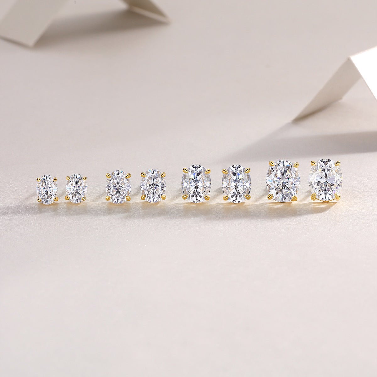 Oval Cut Moissanite Stud Earrings | S925 Sterling Silver 18K Gold Plated- Stone-Set Earrings | Prism Drip Jewelry