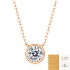 Round Moissanite Bezel Pendant Necklace | S925 Sterling Silver- Necklace | Prism Drip Jewelry