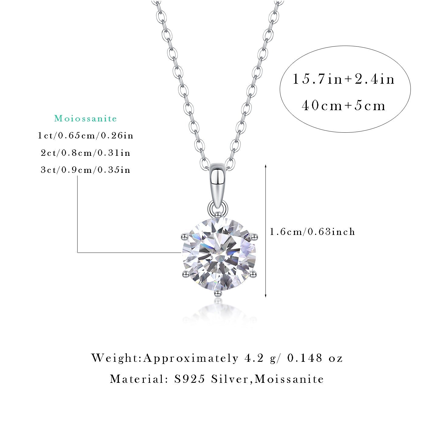 Round Moissanite Drop Pendant Necklace- Stone-Set Necklace | Prism Drip Jewelry