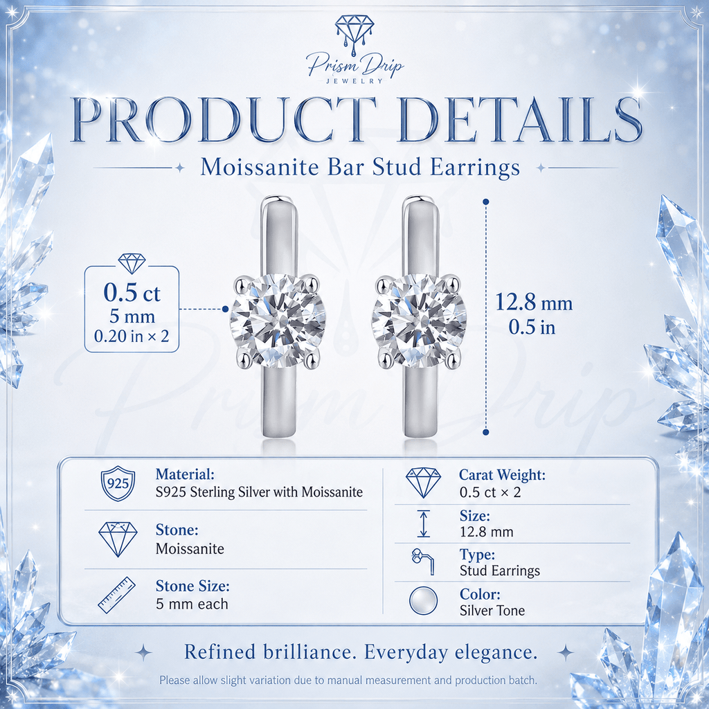 Round Moissanite Huggie Hoop Earrings | S925 Sterling Silver- Earrings | Prism Drip Jewelry