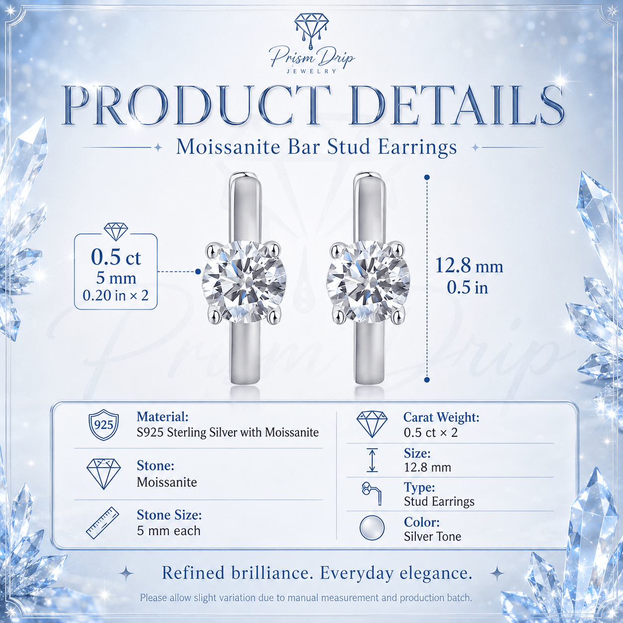 Round Moissanite Huggie Hoop Earrings | S925 Sterling Silver- Earrings | Prism Drip Jewelry