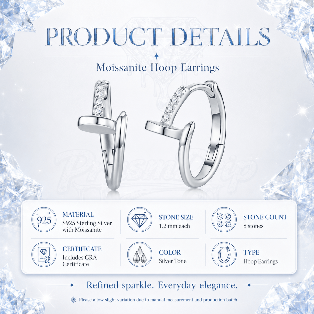 S925 Silver Moissanite Geometric Hoop Earrings- Earrings | Prism Drip Jewelry