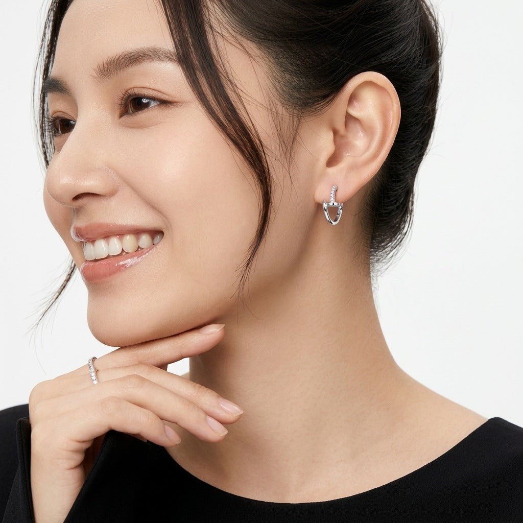 S925 Silver Moissanite Geometric Hoop Earrings- Earrings | Prism Drip Jewelry