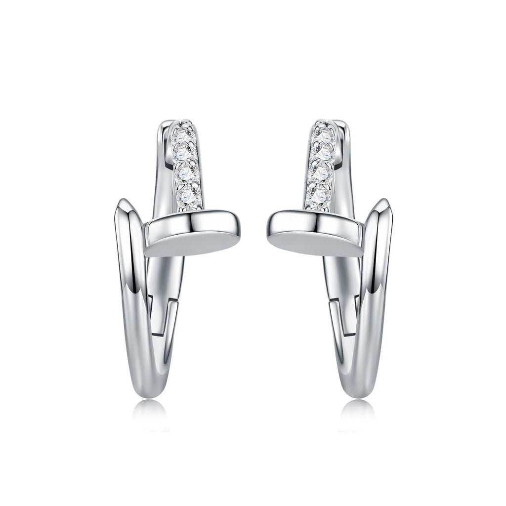 S925 Silver Moissanite Geometric Hoop Earrings- Earrings | Prism Drip Jewelry
