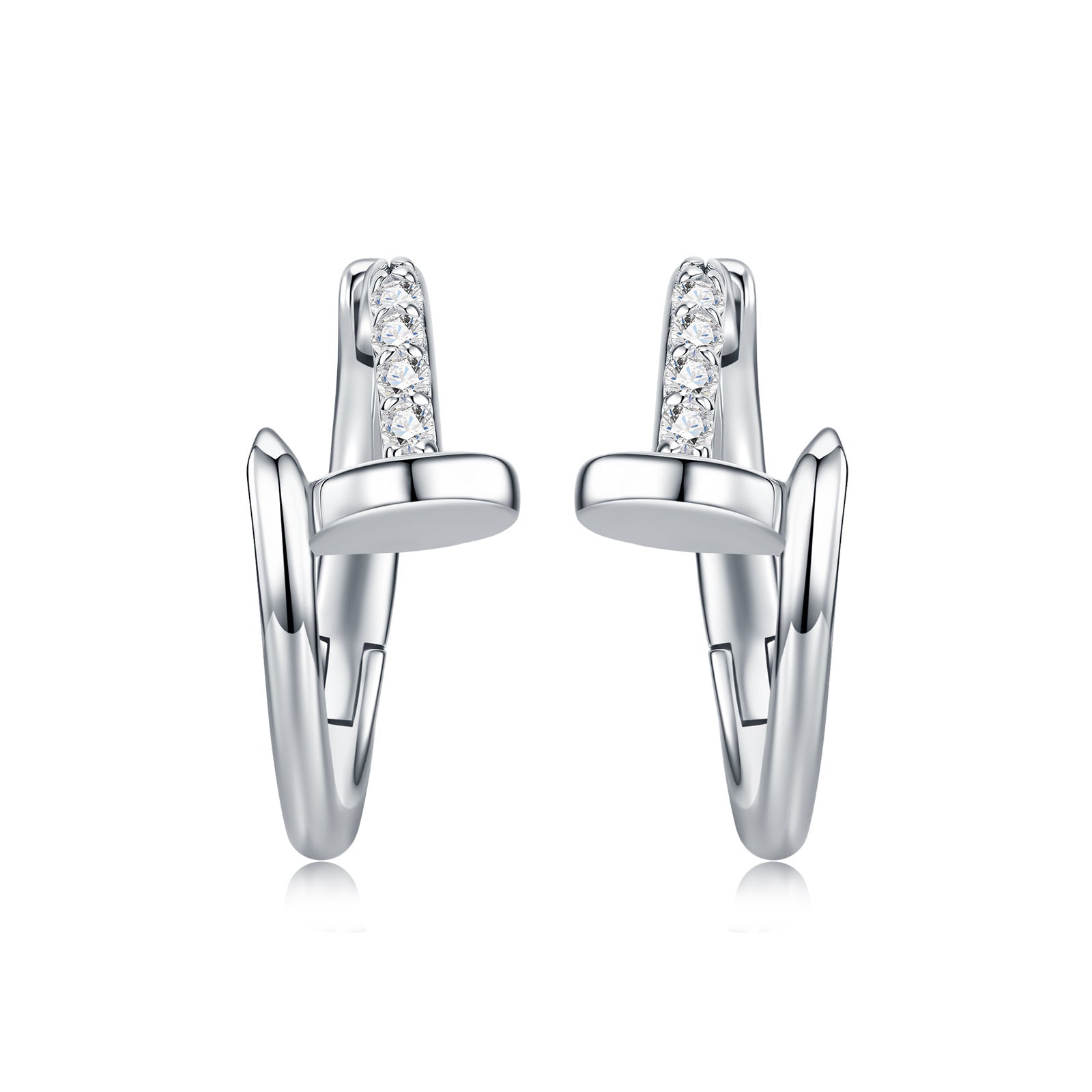S925 Silver Moissanite Geometric Hoop Earrings- Earrings | Prism Drip Jewelry