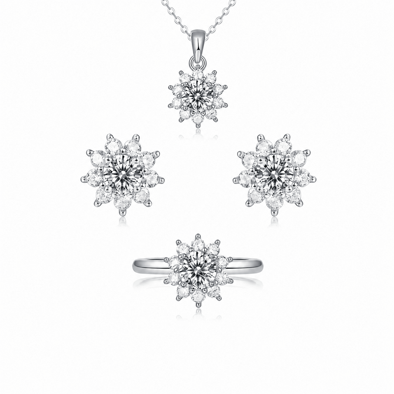 Snowy Night Moissanite Jewelry Collection | S925 Sterling Silver- Stone-Set Jewelry Collection | Prism Drip Jewelry